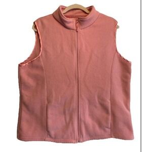 Cabelas Gorpcore Normcore Womens Fleece Vest Coral Pink Zip Pockets Size XL